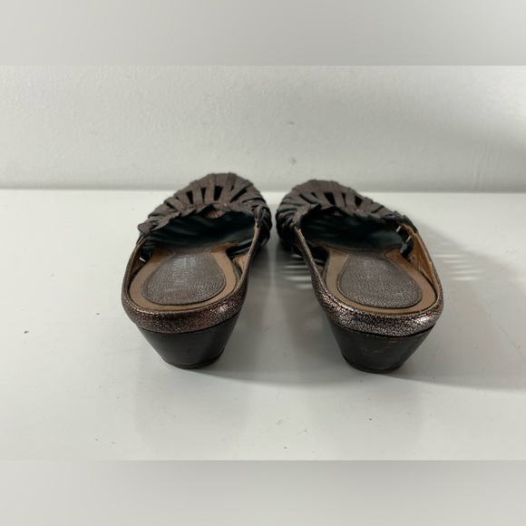 Aquatalia Womens Size 7.5 Slip On Mules Wedge Heel Strappy Designer - Picture 2 of 9